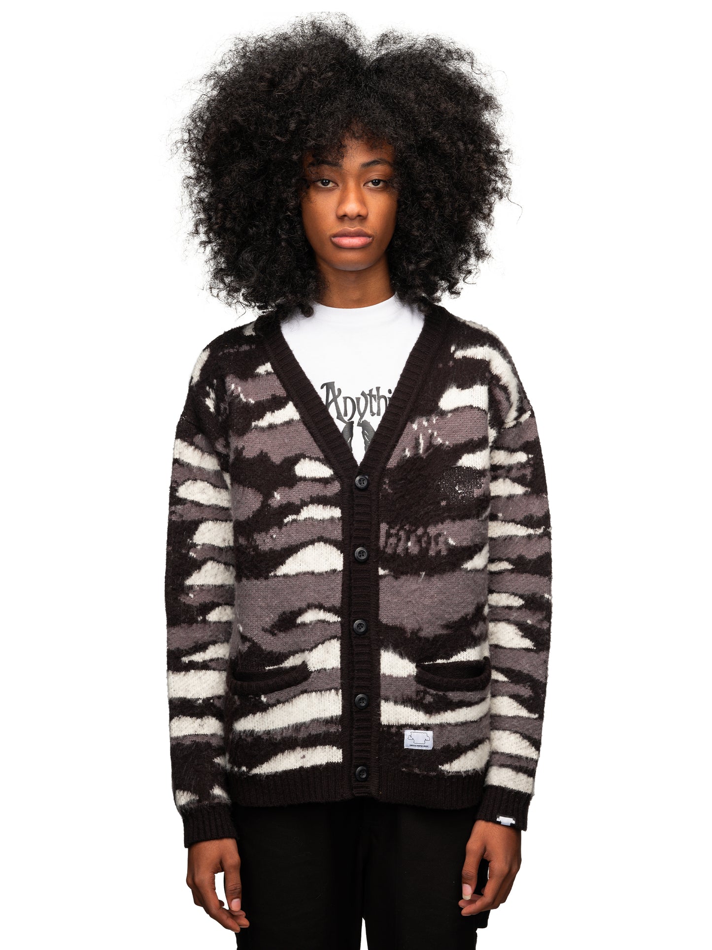 SP25 Logo Cardigan Knit Black White