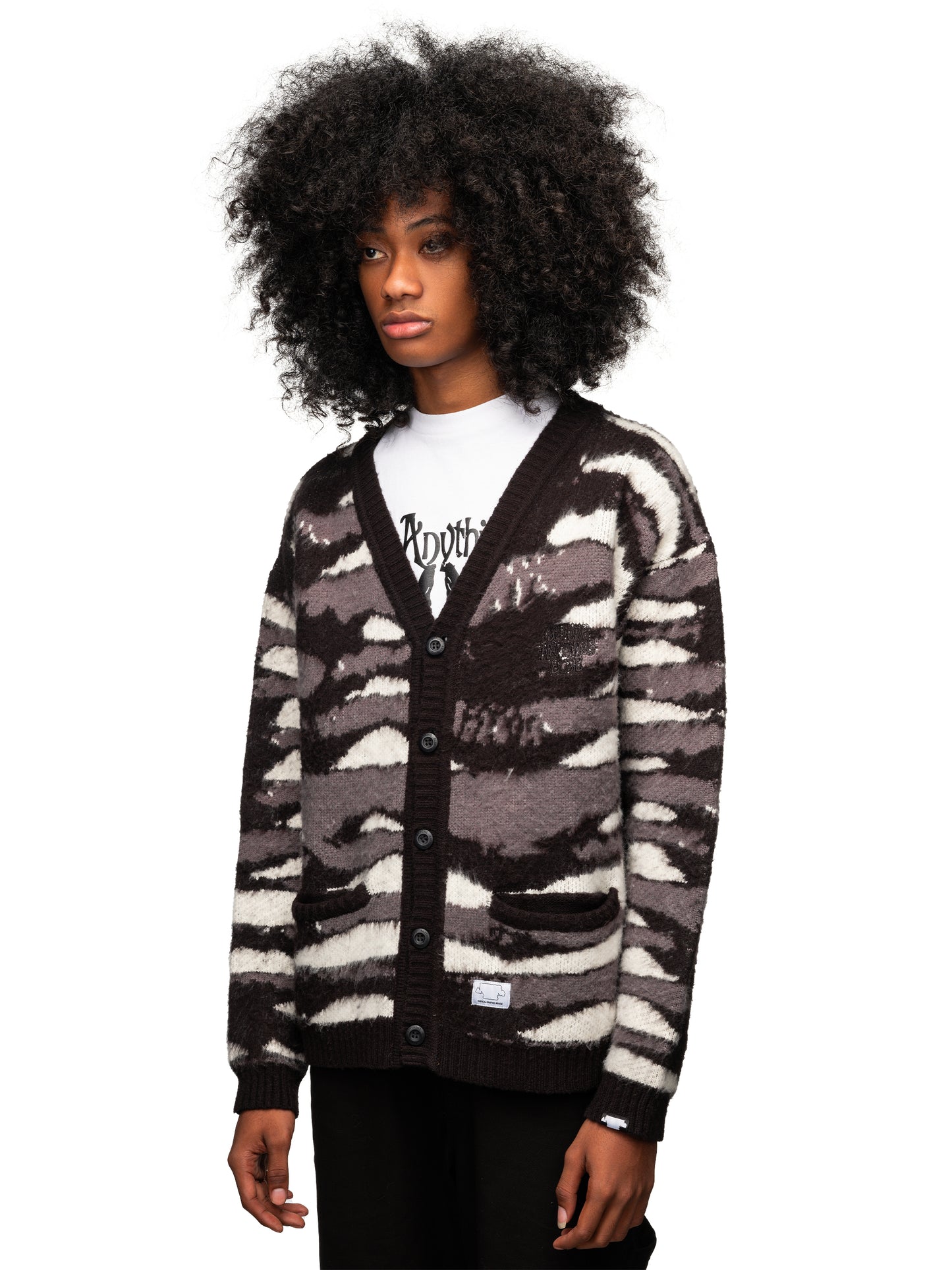 SP25 Logo Cardigan Knit Black White