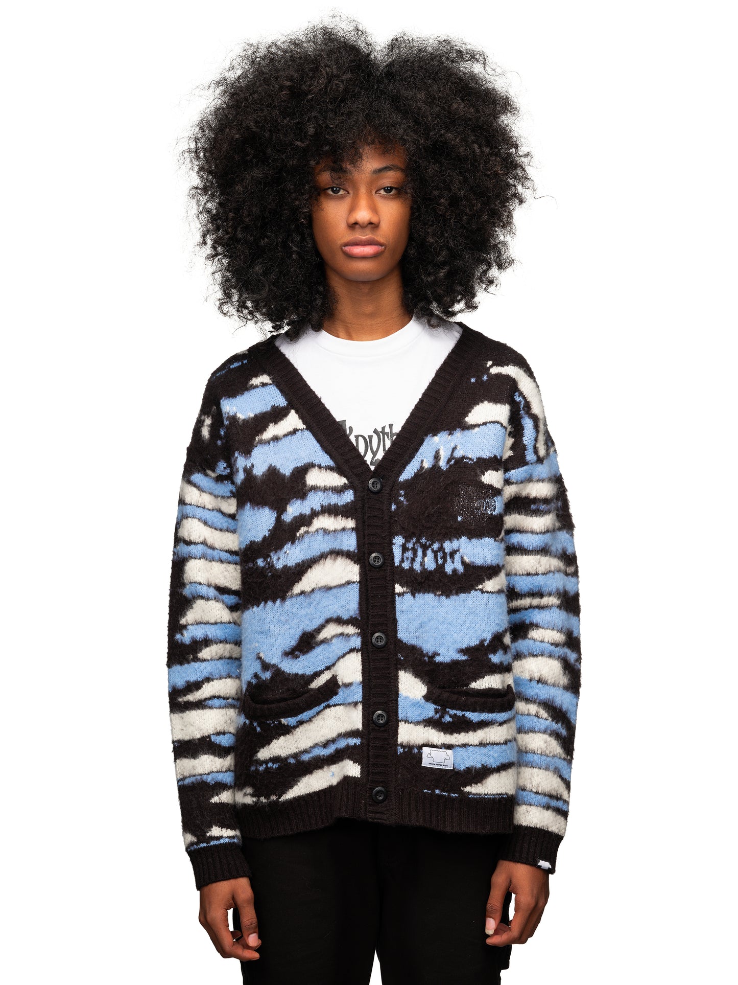 SP25 Logo Cardigan Knit Blue White