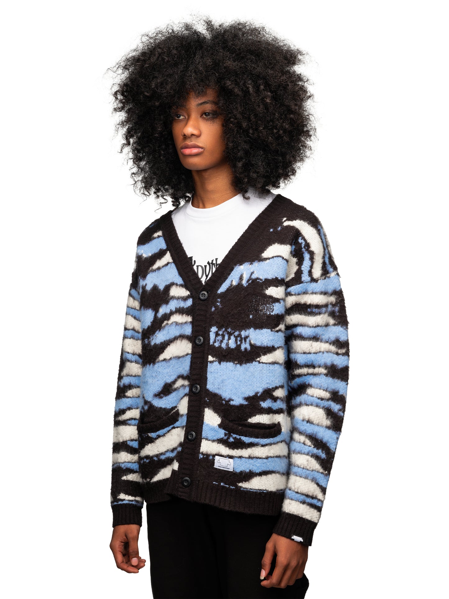 SP25 Logo Cardigan Knit Blue White