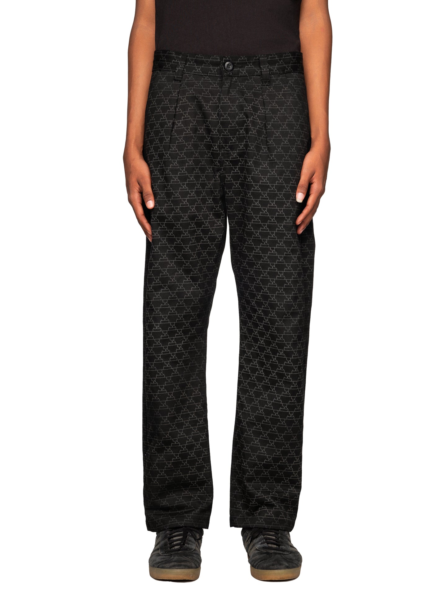 Logo Pleated Pant Black