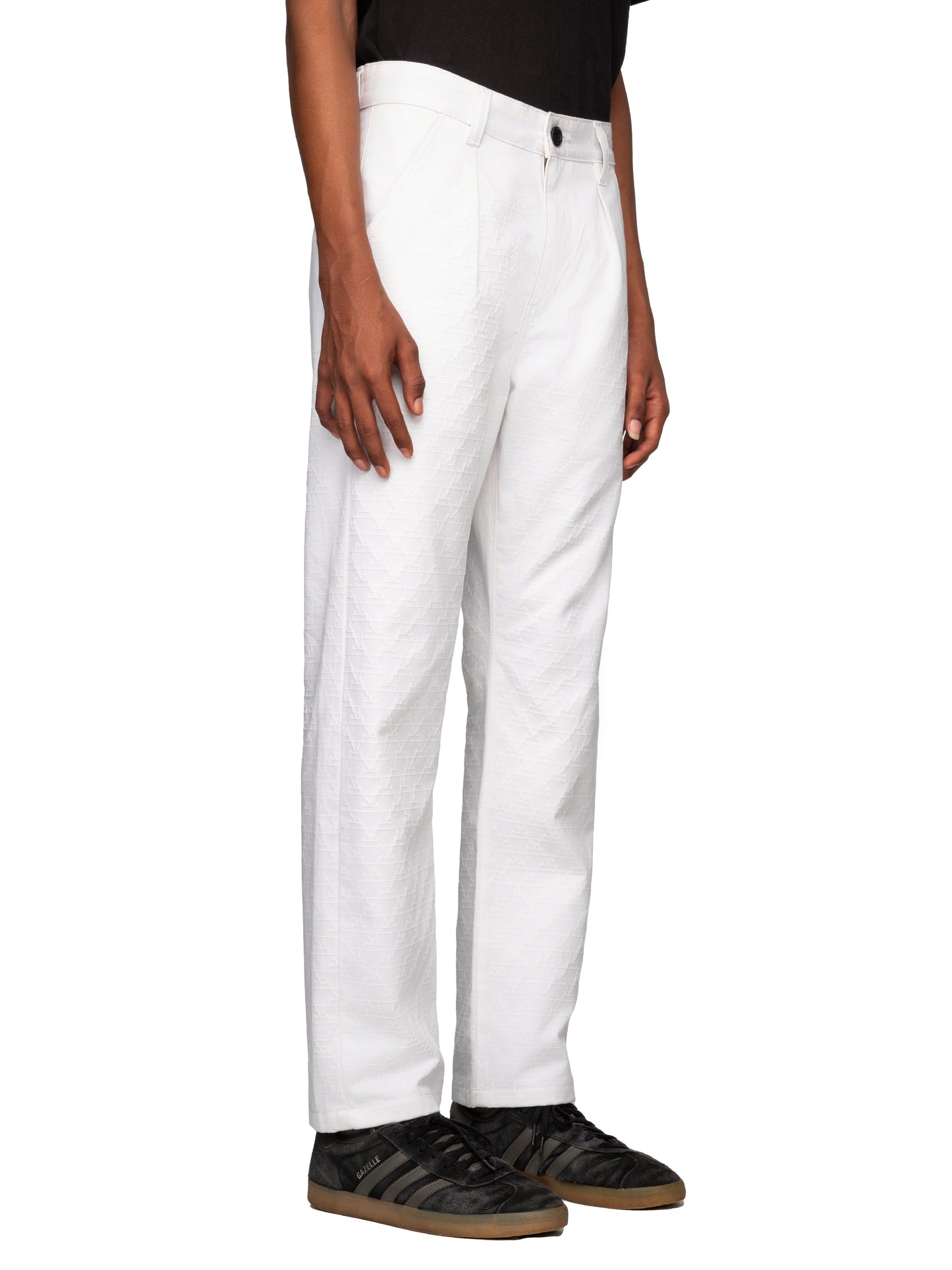 Logo Pleated Pant White