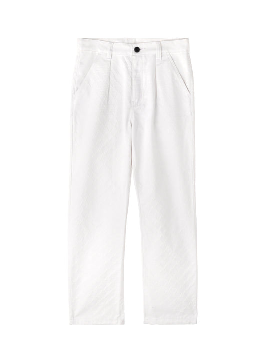 Logo Pleated Pant White